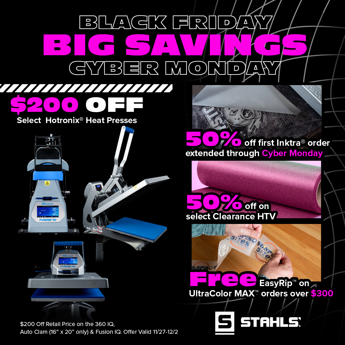 STAHLS Black Friday/Cyber Monday Savings Graphic